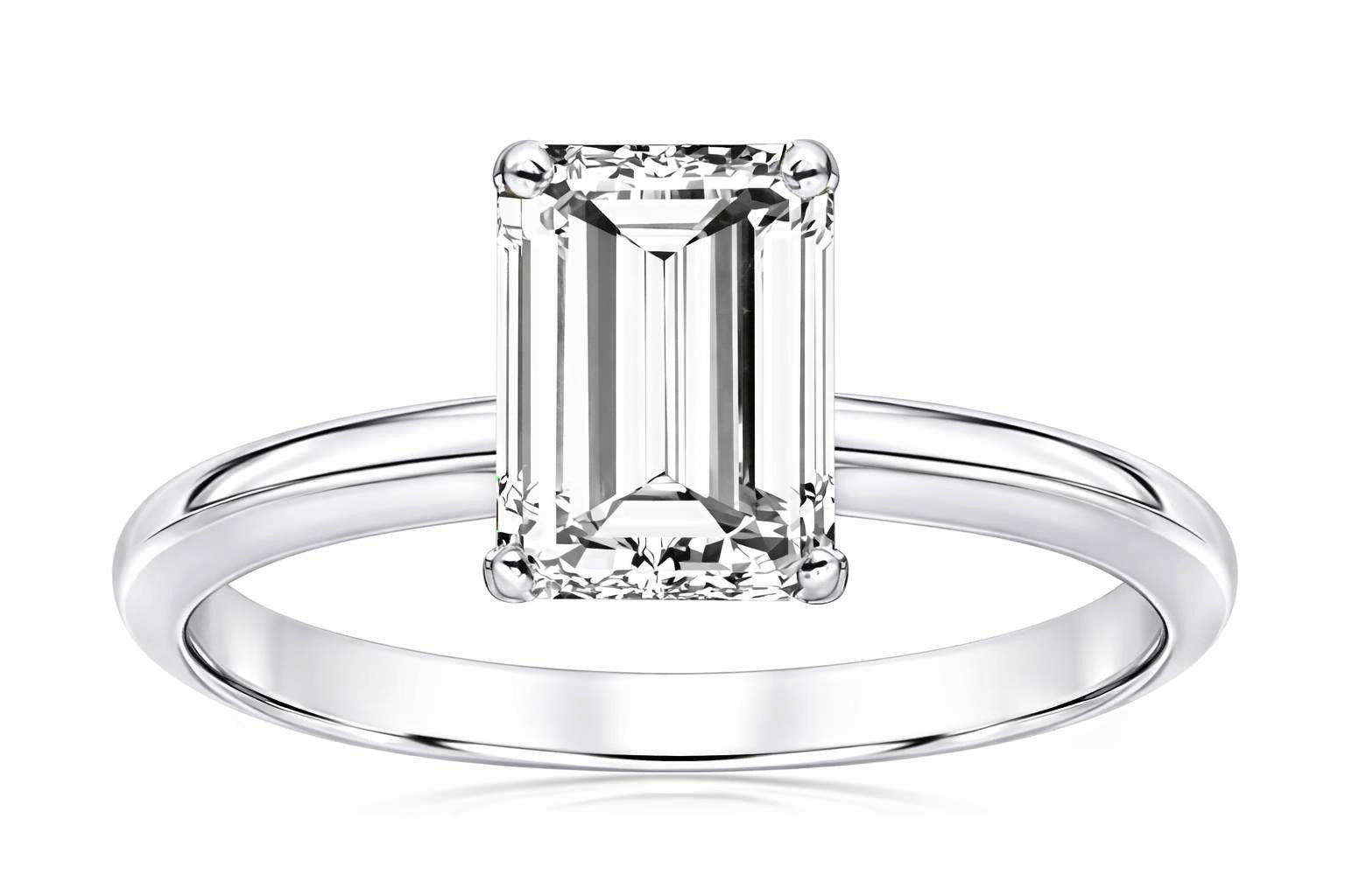 Tommaso Design White Topaz 8x6mm Emerald Cut Engagement Ring
