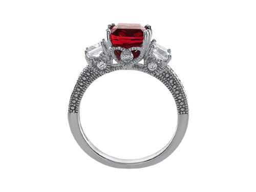 Star K 7mm Cushion-Cut Created Ruby Ring