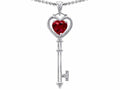 Tommaso Design™ Key to my Heart Love Key Pendant Necklace with Created Heart Shape Ruby