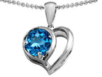 Star K™ Heart Shape Pendant Necklace With Round 7mm Simulated Blue Topaz