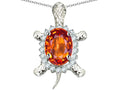 Star K™ Good Luck Turtle Pendant Necklace With Oval 12x10mm Simulated Mexican Fire Opal