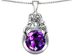 Star K™ Large Loving Mother And Family Pendant Necklace With Round 10mm Simulated Amethyst