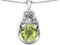 Star K™ Large Loving Mother And Family Pendant Necklace With Round 10mm Simulated Peridot and Cubic Zirconia