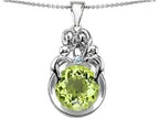 Star K™ Large Loving Mother And Family Pendant Necklace With Round 10mm Simulated Peridot and Cubic Zirconia