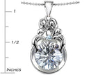 Star K™ Large Loving Mother And Family Pendant Necklace With Round 10mm Genuine White Topaz