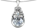 Star K™ Large Loving Mother And Family Pendant Necklace With Round 10mm Genuine White Topaz