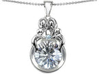 Star K™ Large Loving Mother And Family Pendant Necklace With Round 10mm Genuine White Topaz