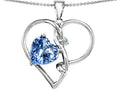 Star K™ Large 10mm Heart Shaped Simulated Aquamarine Knotted Heart Pendant Necklace