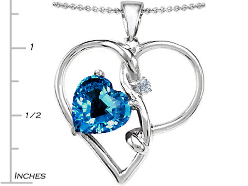 Star K™ Large 10mm Heart Shaped Simulated Blue Topaz Knotted Heart Pendant Necklace
