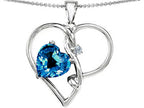 Star K™ Large 10mm Heart Shaped Simulated Blue Topaz Knotted Heart Pendant Necklace