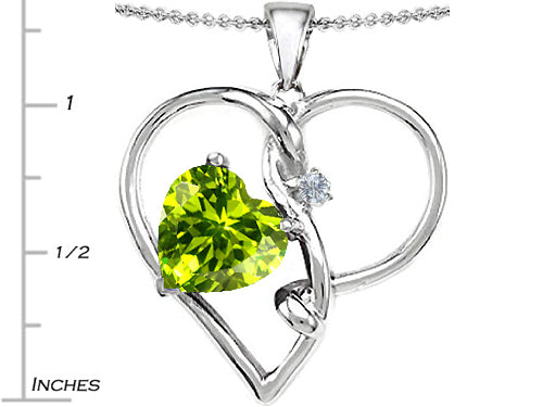 Star K™ Large 10mm Heart Shaped Simulated Peridot Knotted Heart Pendant Necklace
