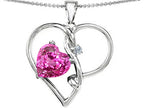 Star K™ Large 10mm Heart Shaped Created Pink Sapphire Knotted Heart Pendant Necklace