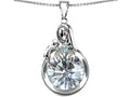 Star K™ Loving Mother With Child Family Pendant Necklace With Round 10mm Genuine White Topaz