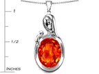 Star K™ Loving Mother With Child Family Pendant Necklace With Oval 11x9mm Simulated Mexican Fire Opal