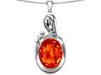 Star K™ Loving Mother With Child Family Pendant Necklace With Oval 11x9mm Simulated Mexican Fire Opal