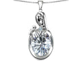 Star K™ Loving Mother With Child Family Pendant Necklace With Oval 11x9mm Genuine White Topaz
