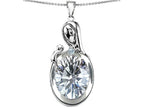 Star K™ Loving Mother With Child Family Pendant Necklace With Oval 11x9mm Genuine White Topaz