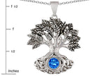 Star K Tree Of Life Good Luck Pendant Necklace With 7mm Round Simulated Blue Topaz