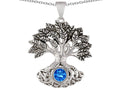 Star K Tree Of Life Good Luck Pendant Necklace With 7mm Round Simulated Blue Topaz