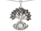 Star K Tree Of Life Good Luck Pendant Necklace With 7mm Round Created Opal