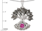 Star K Tree Of Life Good Luck Pendant Necklace With 7mm Round Created Pink Sapphire