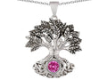 Star K Tree Of Life Good Luck Pendant Necklace With 7mm Round Created Pink Sapphire