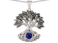 Star K Tree Of Life Good Luck Pendant Necklace With 7mm Round Created Sapphire
