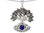 Star K Tree Of Life Good Luck Pendant Necklace With 7mm Round Created Sapphire