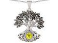 Star K Tree Of Life Good Luck Pendant Necklace With 7mm Round Simulated Yellow Sapphire
