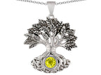 Star K Tree Of Life Good Luck Pendant Necklace With 7mm Round Simulated Yellow Sapphire