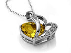 Star K™ Heart Shape 12mm Simulated Citrine Pendant Necklace