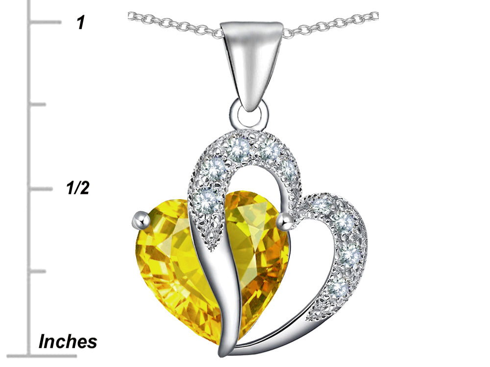 Star K™ Heart Shape 12mm Simulated Citrine Pendant Necklace