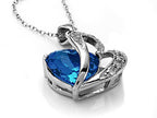 Star K™ Heart Shape 12mm Simulated Blue Topaz Pendant Necklace