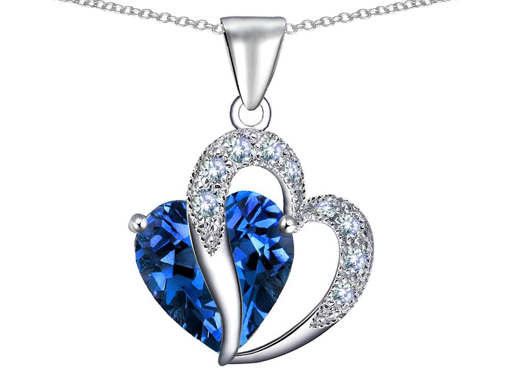 Star K™ Heart Shape 12mm Simulated Blue Topaz Pendant Necklace
