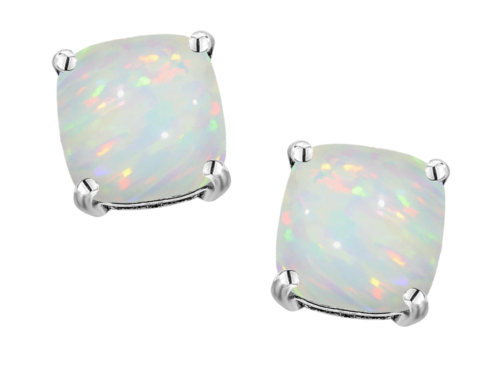 Tommaso Design™ 7mm Cushion-Cut Genuine Opal Earrings Studs