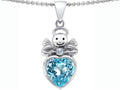 Star K™ Love Angel Pendant Necklace with 10mm Simulated Aquamarine Heart