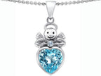 Star K™ Love Angel Pendant Necklace with 10mm Simulated Aquamarine Heart