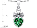Star K™ Love Angel Pendant Necklace with 10mm Simulated Emerald Heart