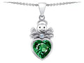 Star K™ Love Angel Pendant Necklace with 10mm Simulated Emerald Heart