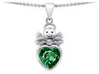 Star K™ Love Angel Pendant Necklace with 10mm Simulated Emerald Heart