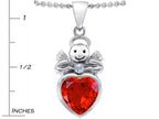 Star K™ Love Angel Pendant Necklace with 10mm Simulated Orange Mexican Fire Opal Heart