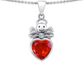 Star K™ Love Angel Pendant Necklace with 10mm Simulated Orange Mexican Fire Opal Heart