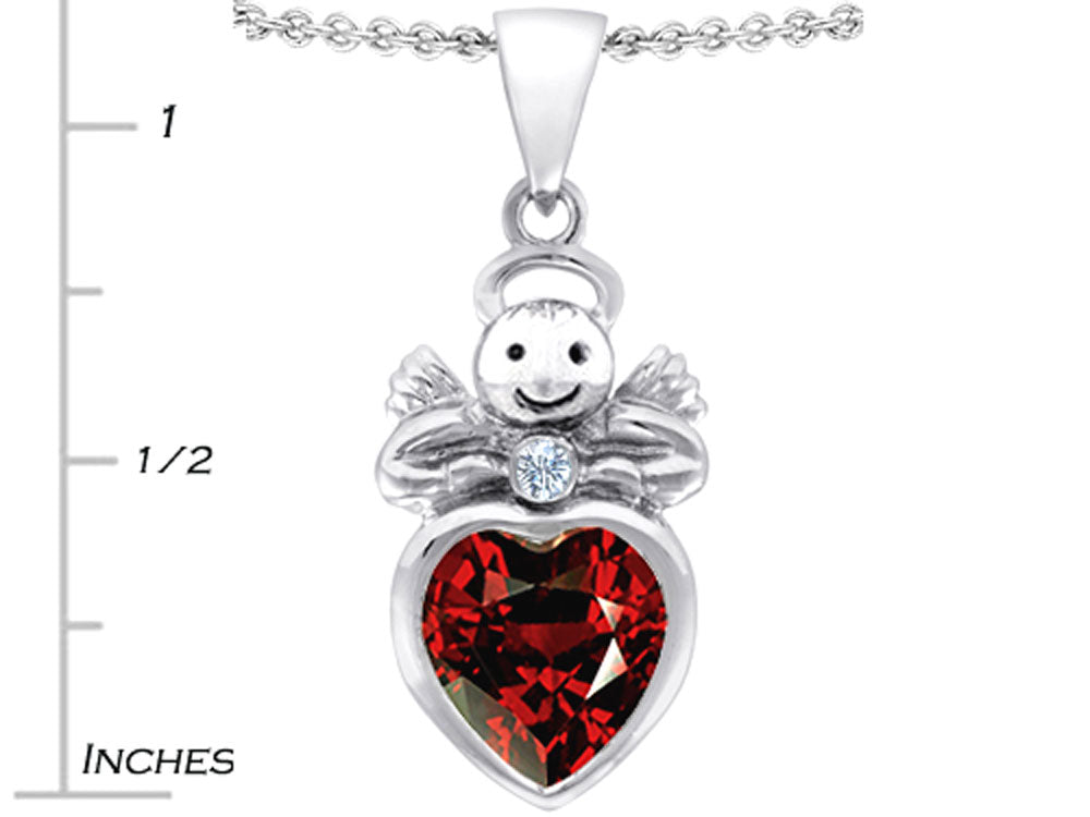 Star K™ Love Angel Pendant Necklace With 10mm Simulated Garnet Heart