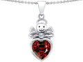 Star K™ Love Angel Pendant Necklace With 10mm Simulated Garnet Heart