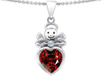 Star K™ Love Angel Pendant Necklace With 10mm Simulated Garnet Heart