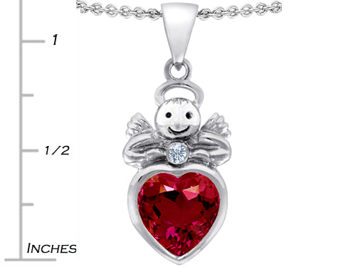 Star K™ Love Angel Pendant Necklace with 10mm Created Ruby Heart