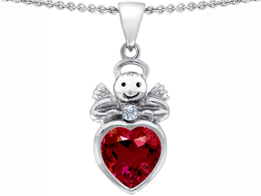 Star K™ Love Angel Pendant Necklace with 10mm Created Ruby Heart