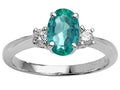 Tommaso Design™ Genuine Oval Emerald Engagement Ring