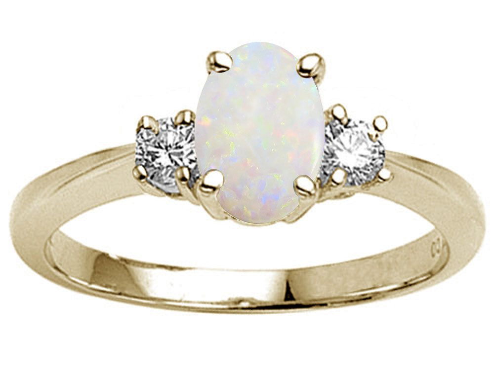 Tommaso Design Oval 8x6 Genuine Opal Engagement Ring