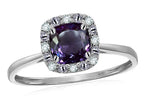 Star K 10 kt White Gold Classic Cushion-Cut Simulated Alexandrite Designer Halo Ring